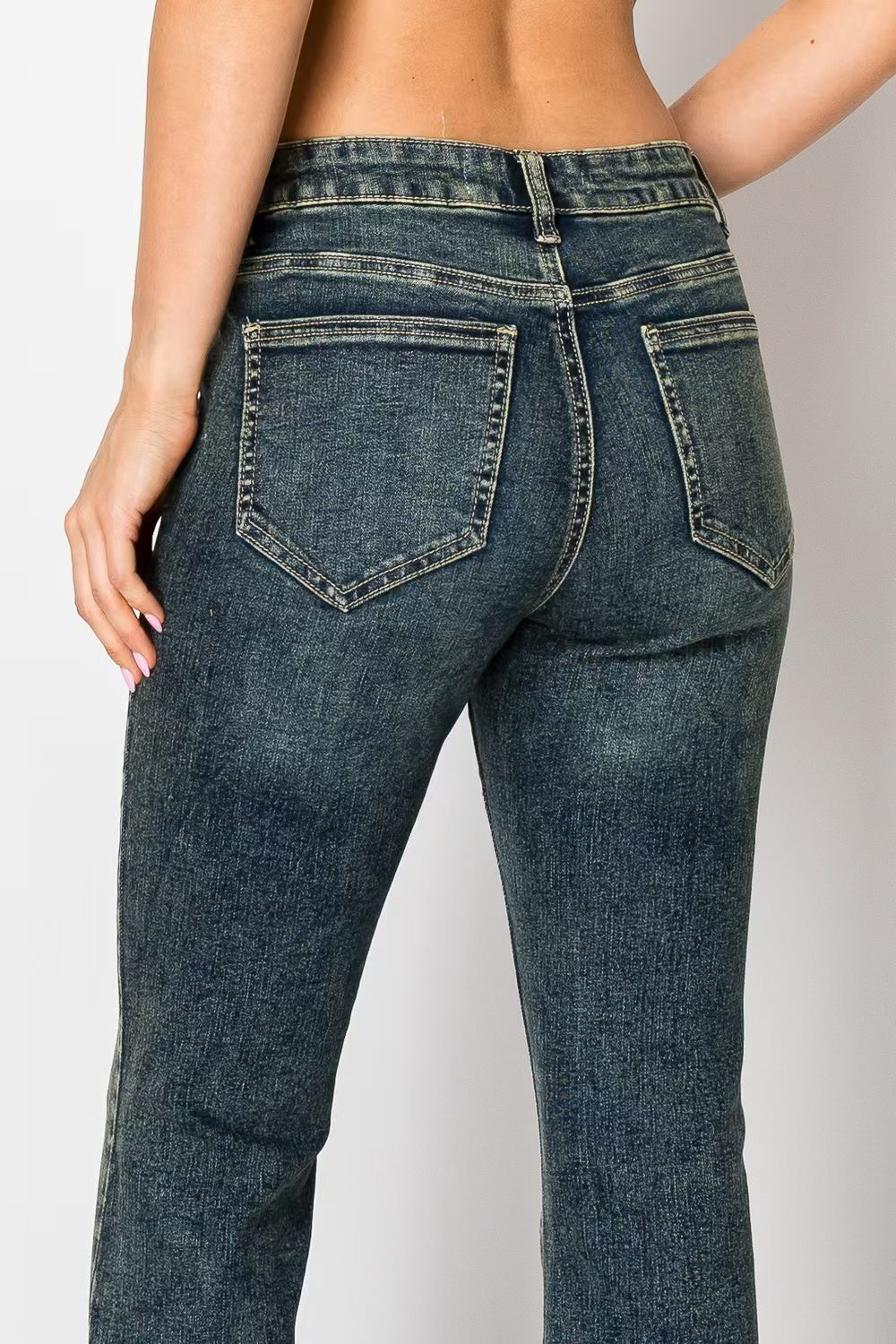 Vintage Blue Retro Flare Jeans - High Waisted Denim Bell Bottoms for Women