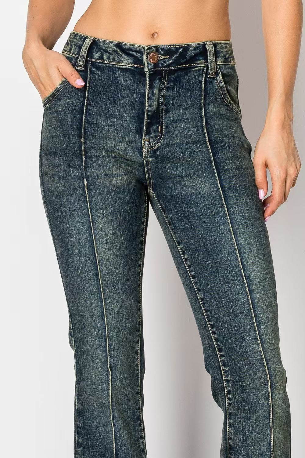Vintage Blue Retro Flare Jeans - High Waisted Denim Bell Bottoms for Women