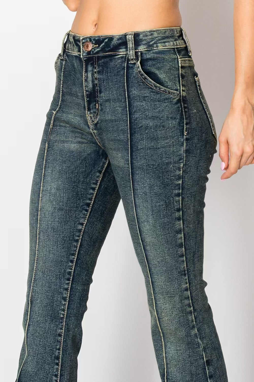 Vintage Blue Retro Flare Jeans - High Waisted Denim Bell Bottoms for Women