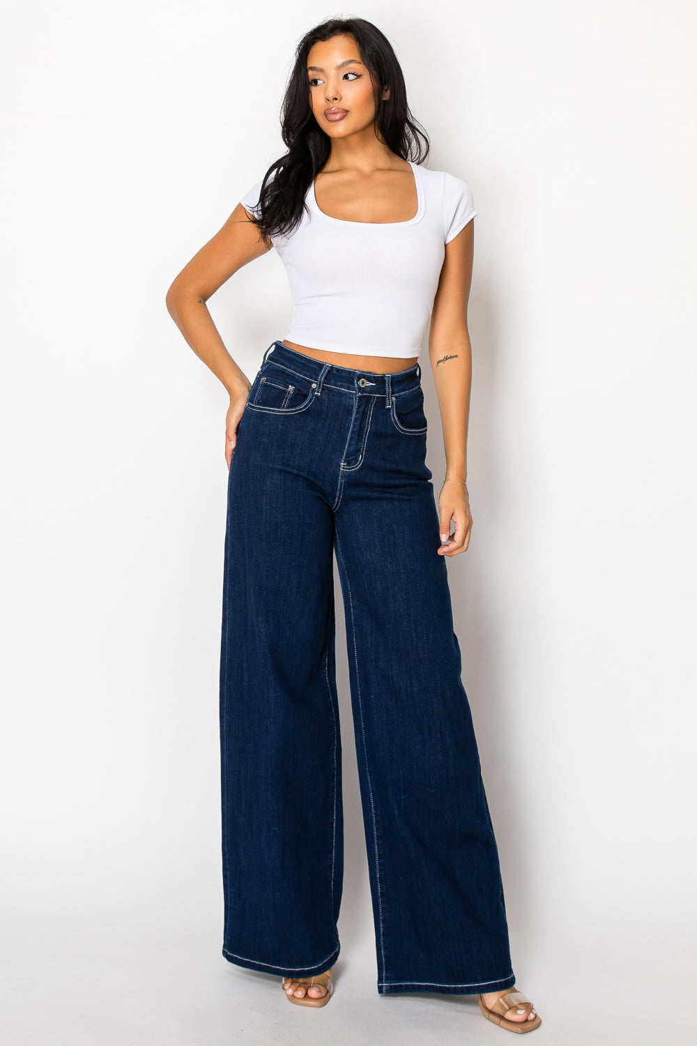 CANNA Vintage Light Blue Wide-Leg High-Waist Jeans
