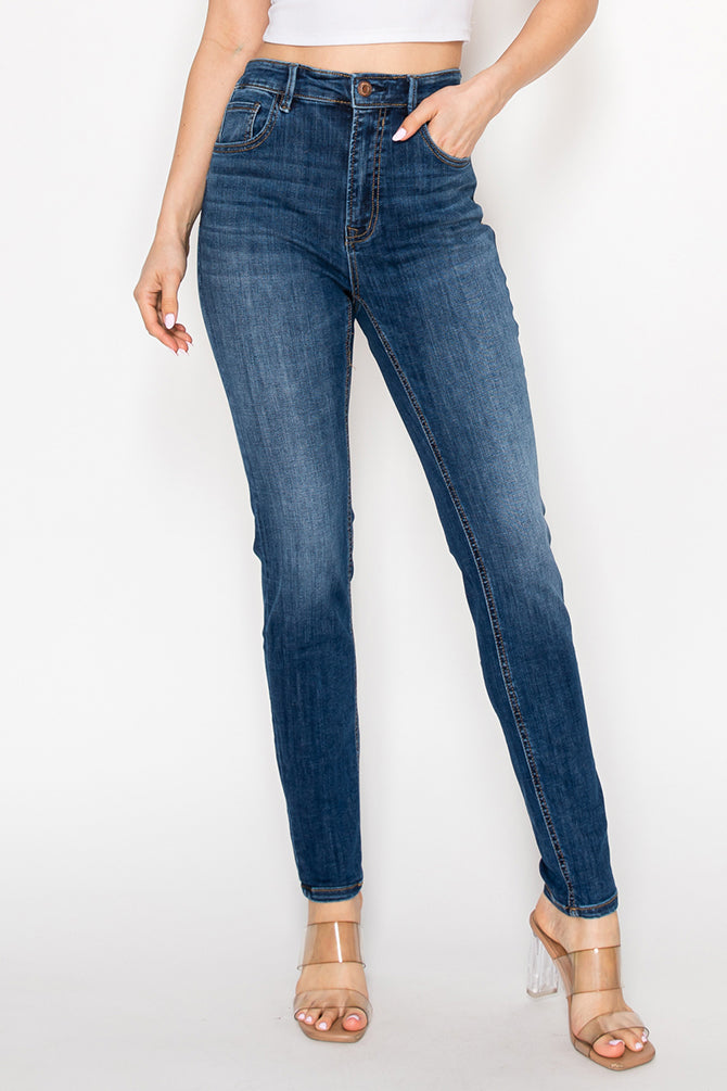 Dark blue Classic High-Waisted Skinny Jeans - Comfortable Stretch Denim for Women