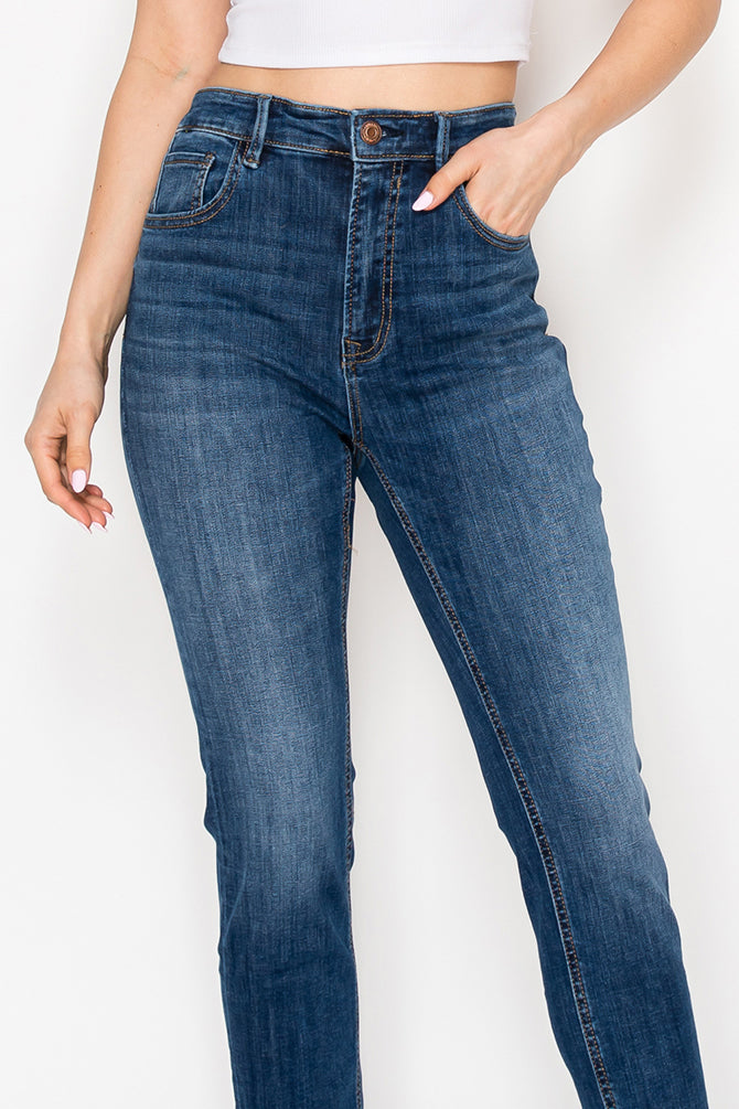 Dark blue Classic High-Waisted Skinny Jeans - Comfortable Stretch Denim for Women