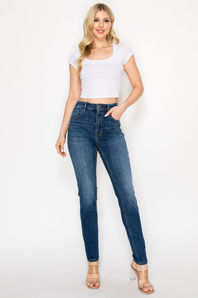 Dark blue Classic High-Waisted Skinny Jeans - Comfortable Stretch Denim for Women