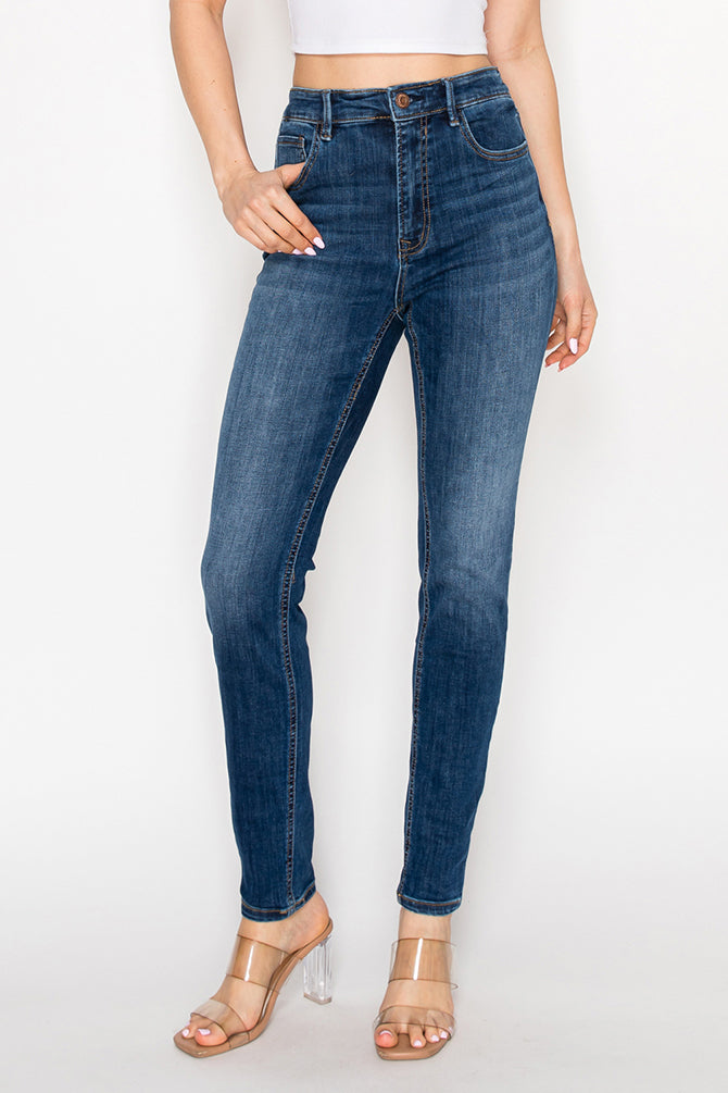 Dark blue Classic High-Waisted Skinny Jeans - Comfortable Stretch Denim for Women