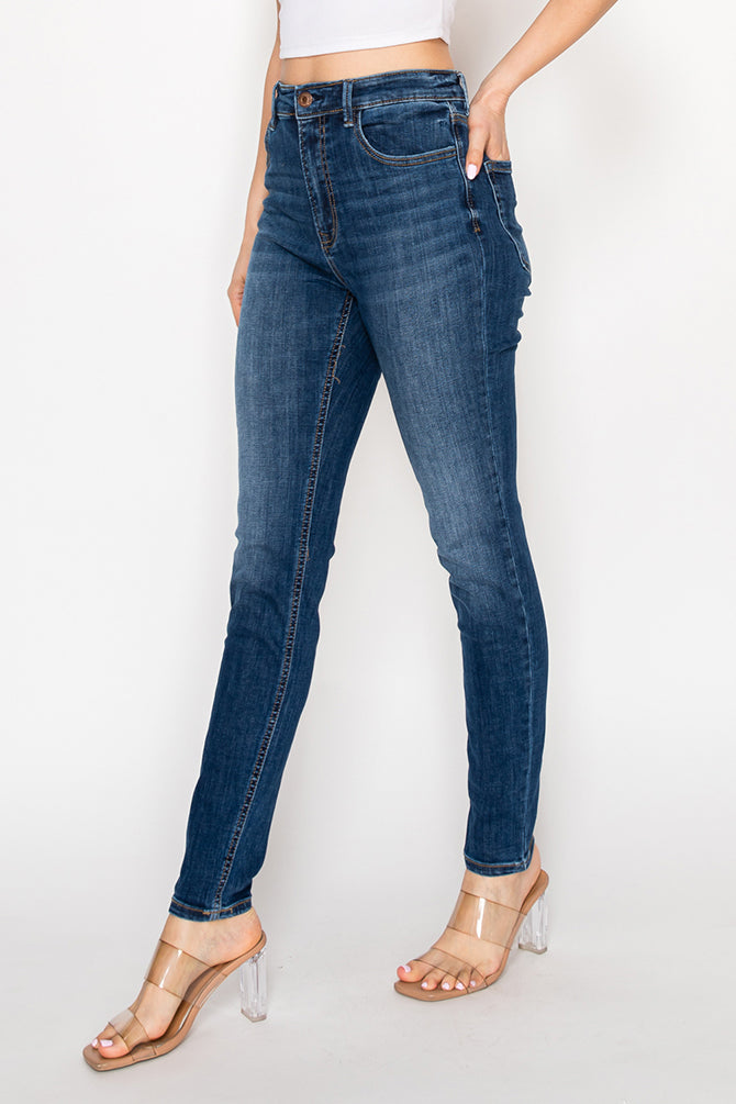 Dark blue Classic High-Waisted Skinny Jeans - Comfortable Stretch Denim for Women