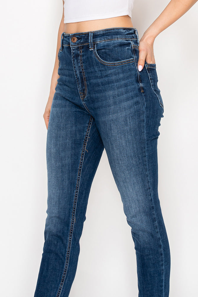 Dark blue Classic High-Waisted Skinny Jeans - Comfortable Stretch Denim for Women